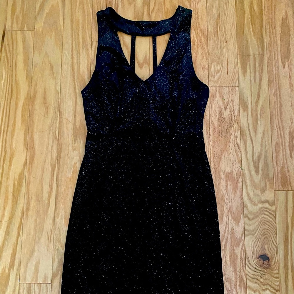 Forever 21 black velvet mini dress with silver glitter